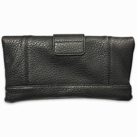 Black Leather Gunmetal Rivets Clutch Crossbody Bag NWOT - Picture 13 of 14